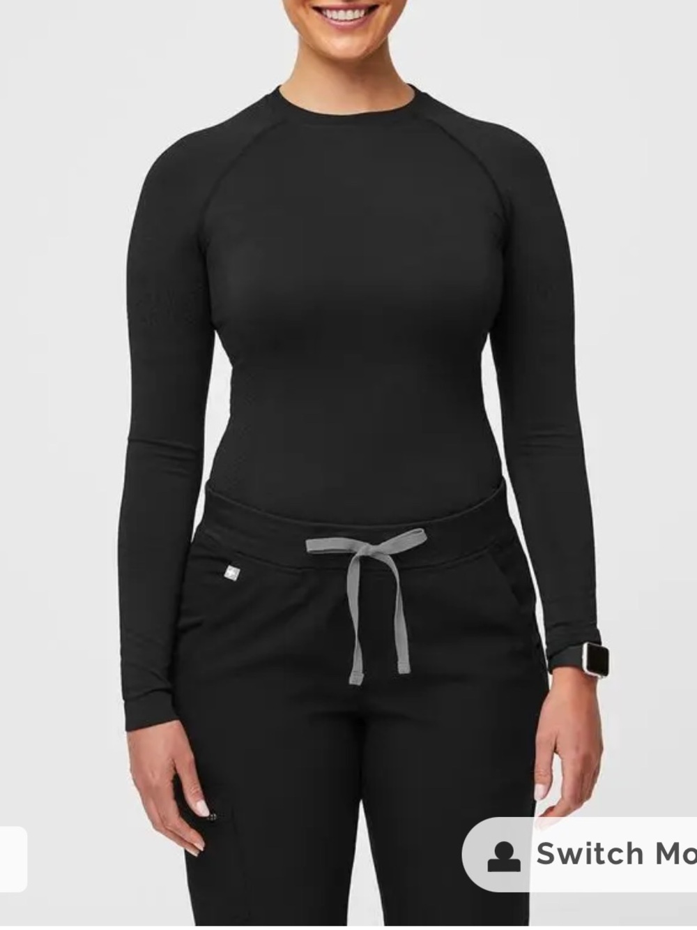 NWOT FIGS BLACK SALTA SEAMLESS LONGSLEEVE UNDERSCRUB